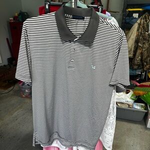 Southern marsh grey and White Striped Polo Shirt